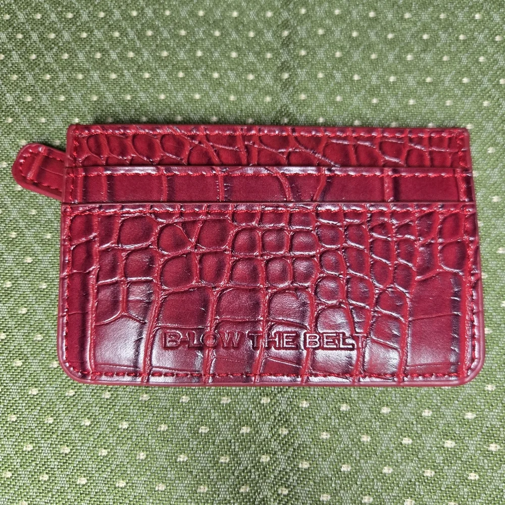 B-Low The Belt Red Croc-Embossed Card Holder